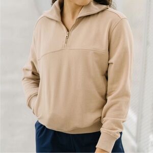 ZYIA Tan 1/4 Zip Cowl Pocket Jacket